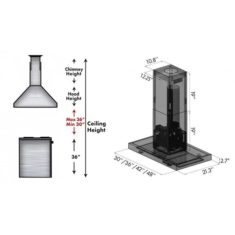 ZLINE 36" Stainless Steel Island Range Hood, KE2i-36 by Farmhouse Kitchen and Bath