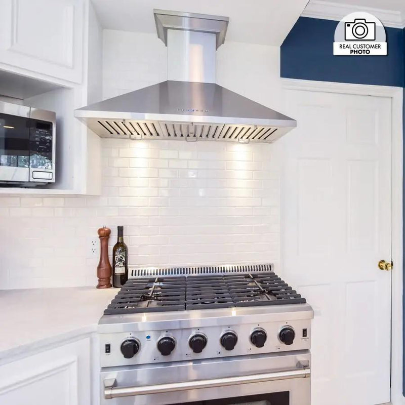 ZLINE 36" Stainless Steel Wall Range Hood, Crown Molding, KL2CRN-36 by Farmhouse Kitchen and Bath