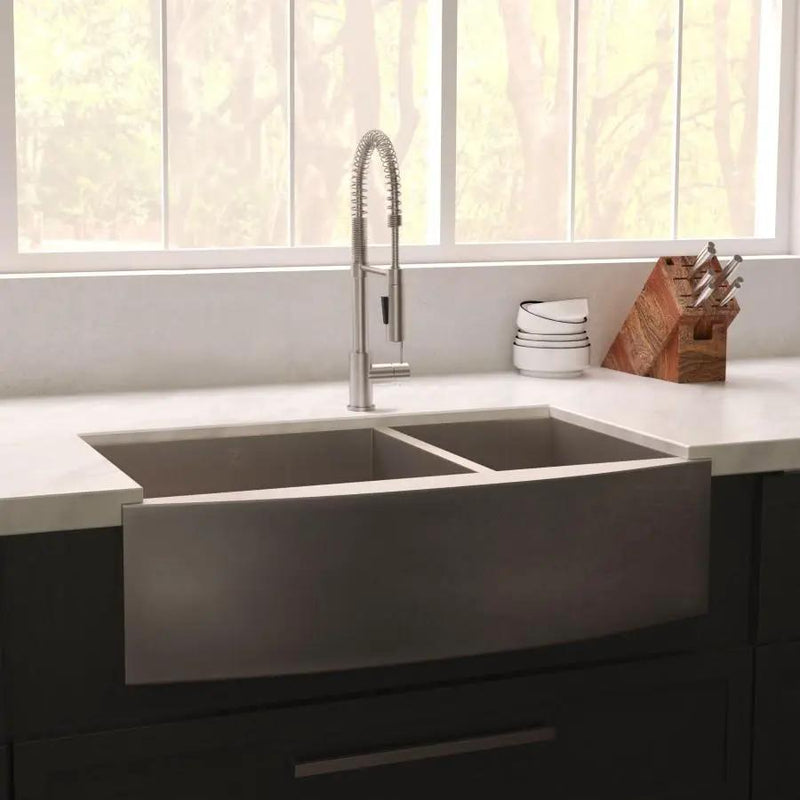 ZLINE 36" Undermount Double Bowl Sink DuraSnow Stainless Steel, SA60D-36S by Farmhouse Kitchen and Bath