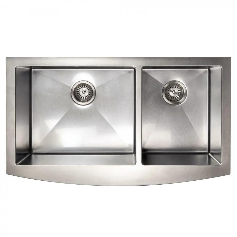 ZLINE 36" Undermount Double Bowl Sink DuraSnow Stainless Steel, SA60D-36S by Farmhouse Kitchen and Bath