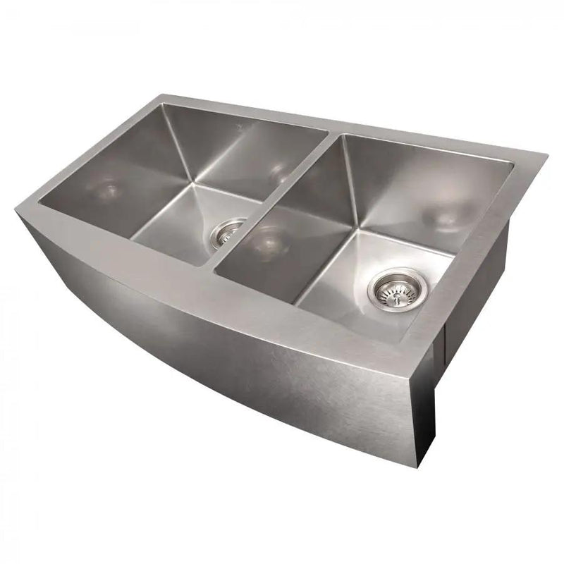 ZLINE 36" Undermount Double Bowl Sink DuraSnow Stainless Steel, SA60D-36S by Farmhouse Kitchen and Bath