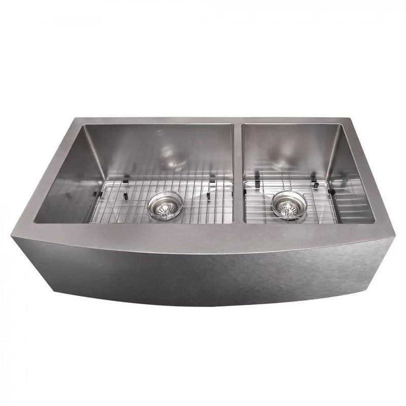 ZLINE 36" Undermount Double Bowl Sink DuraSnow Stainless Steel, SA60D-36S by Farmhouse Kitchen and Bath