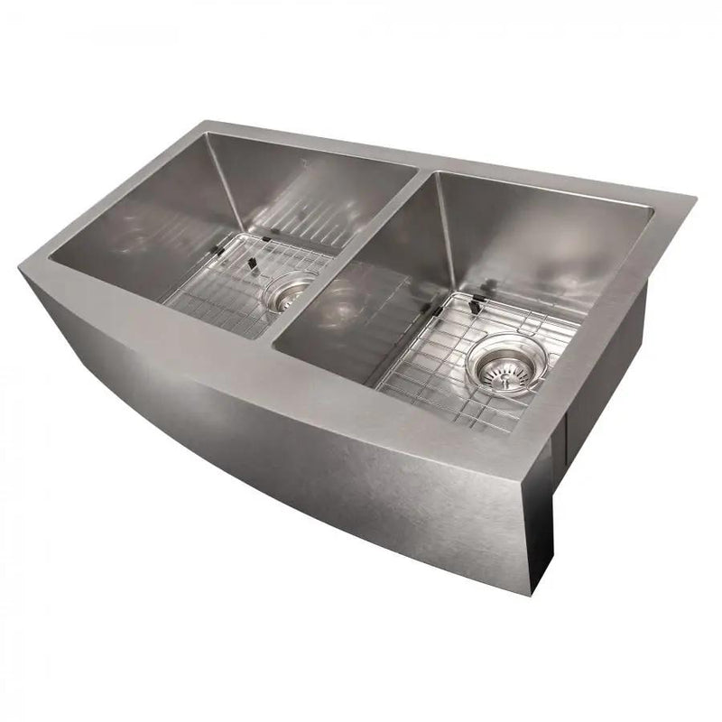 ZLINE 36" Undermount Double Bowl Sink DuraSnow Stainless Steel, SA60D-36S by Farmhouse Kitchen and Bath