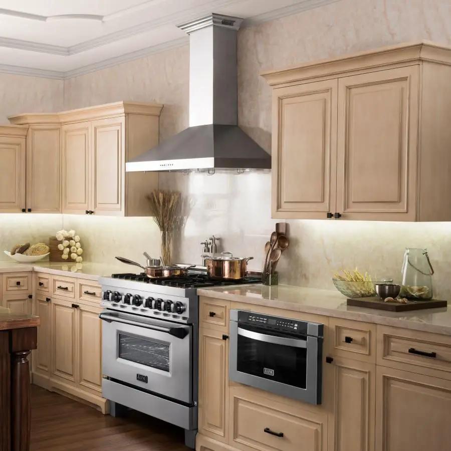 ZLINE 36" Wall Range Hood, Built-in CrownSound® Bluetooth Speakers, KL3CRN-BT-36 by Farmhouse Kitchen and Bath