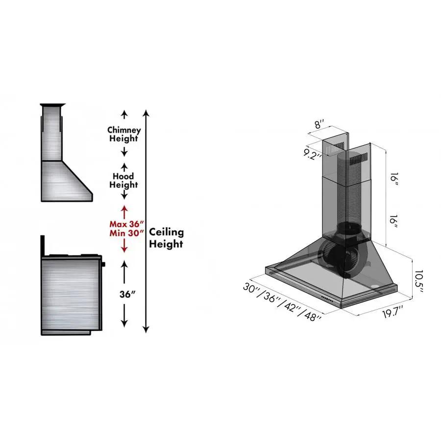 ZLINE 36" Wall Range Hood in Black Stainless Steel, BSKBN-36 by Farmhouse Kitchen and Bath