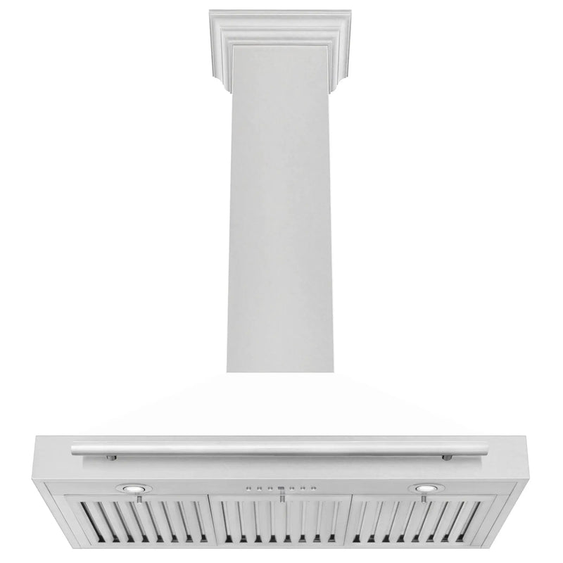 ZLINE 36" White Matte Range Hood, Stainless Steel Handle KB4SNX-WM-36 by Farmhouse Kitchen and Bath