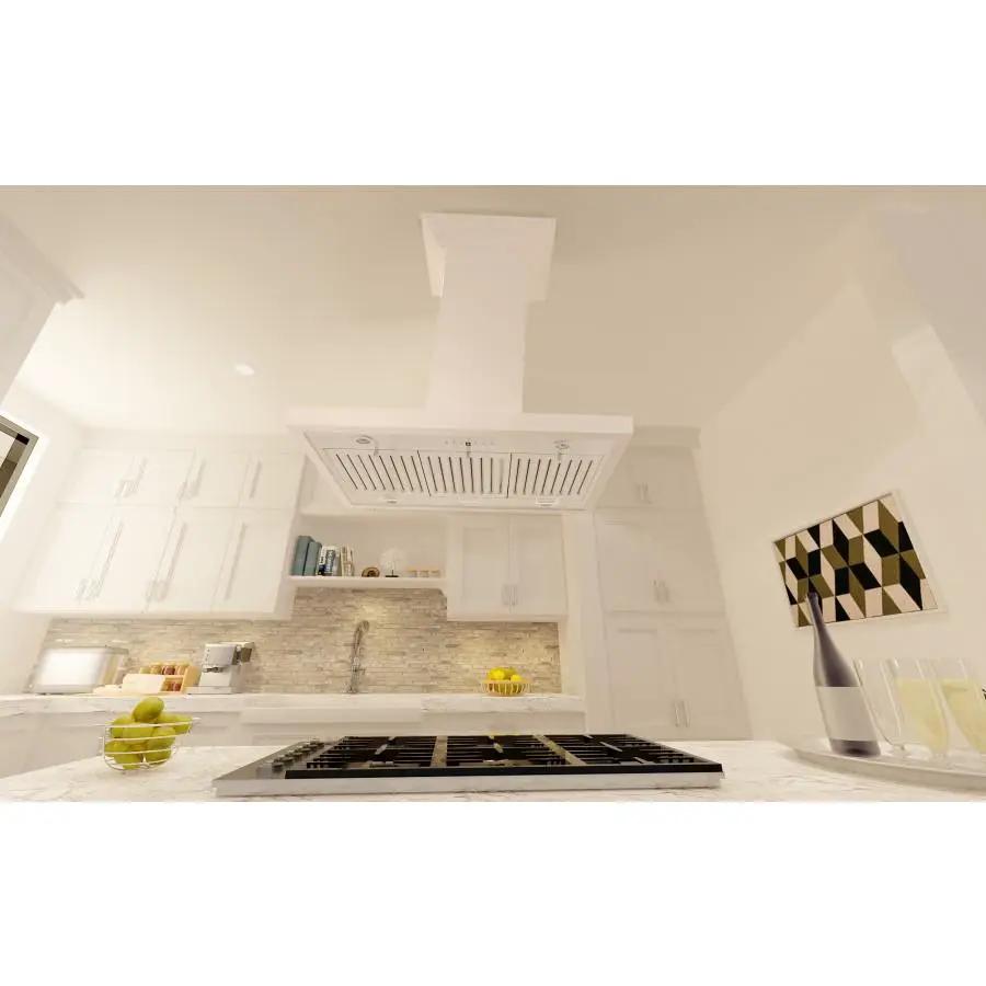 ZLINE 36" Wooden Island Range Hood in Cottage White, KBiTT-36 by Farmhouse Kitchen and Bath