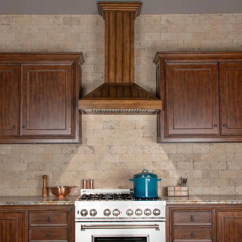 ZLINE 36" Wooden Wall Range Hood, Rustic Light, KPLL-36 by Farmhouse Kitchen and Bath