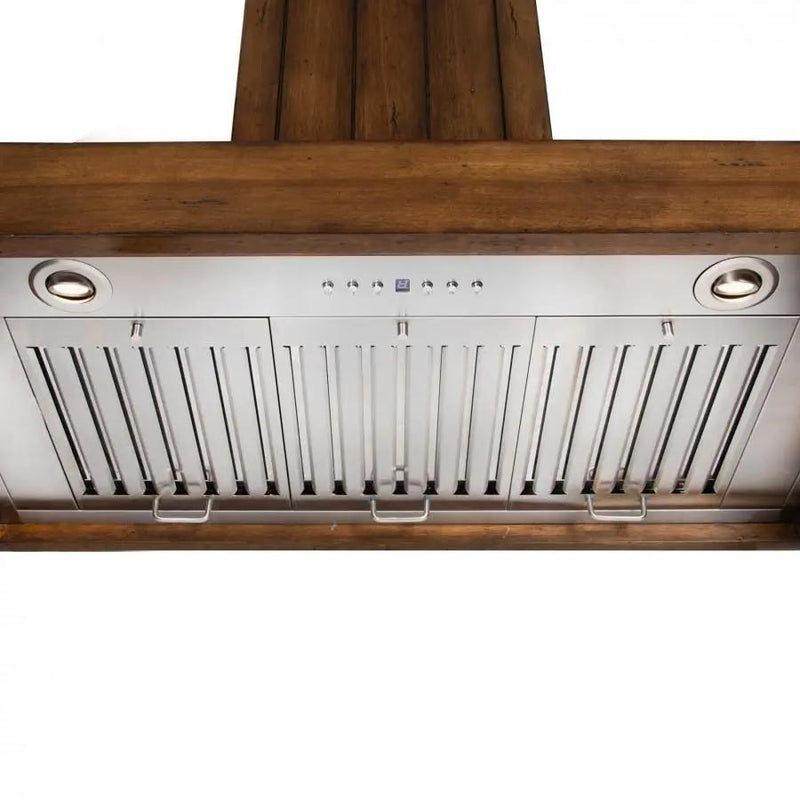 ZLINE 36" Wooden Wall Range Hood, Rustic Light, KPLL-36 by Farmhouse Kitchen and Bath