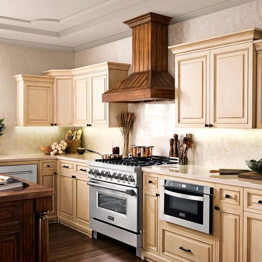 ZLINE 36" Wooden Wall Range Hood, Rustic Light, KPLL-36 by Farmhouse Kitchen and Bath