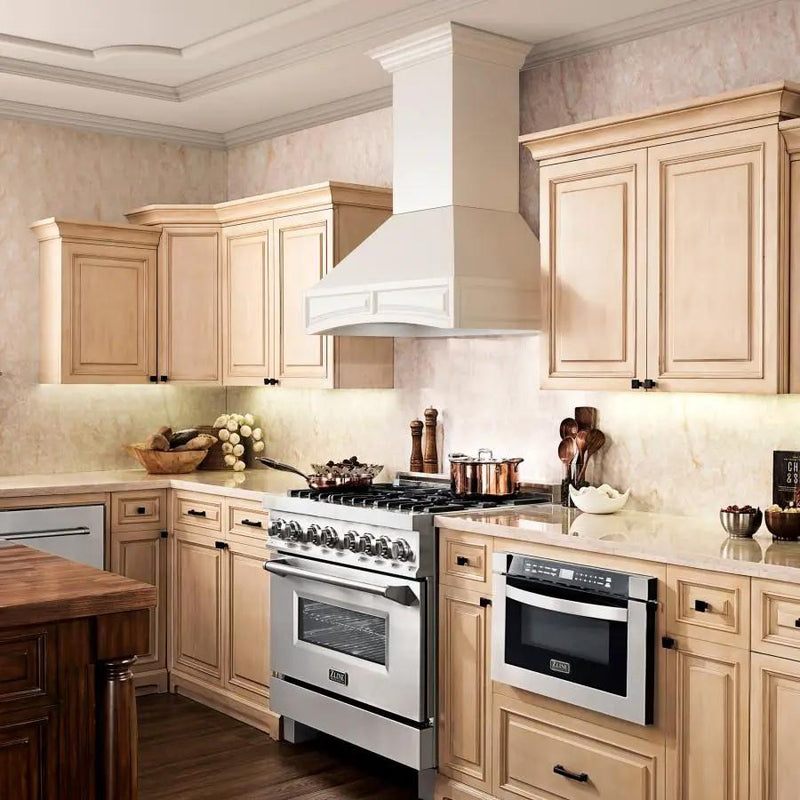 ZLINE 36" Wooden Wall Range Hood with Crown Molding, 321TT-36 by Farmhouse Kitchen and Bath