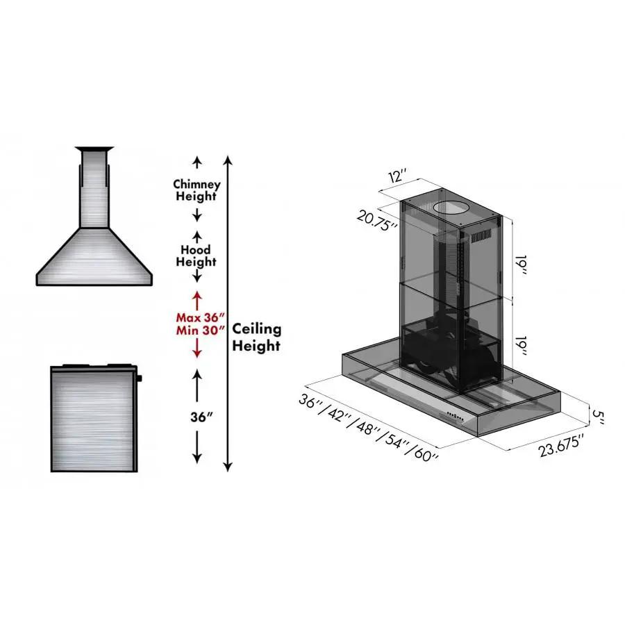 ZLINE 36"Stainless Steel Island Range Hood, KECOMi-36 by Farmhouse Kitchen and Bath