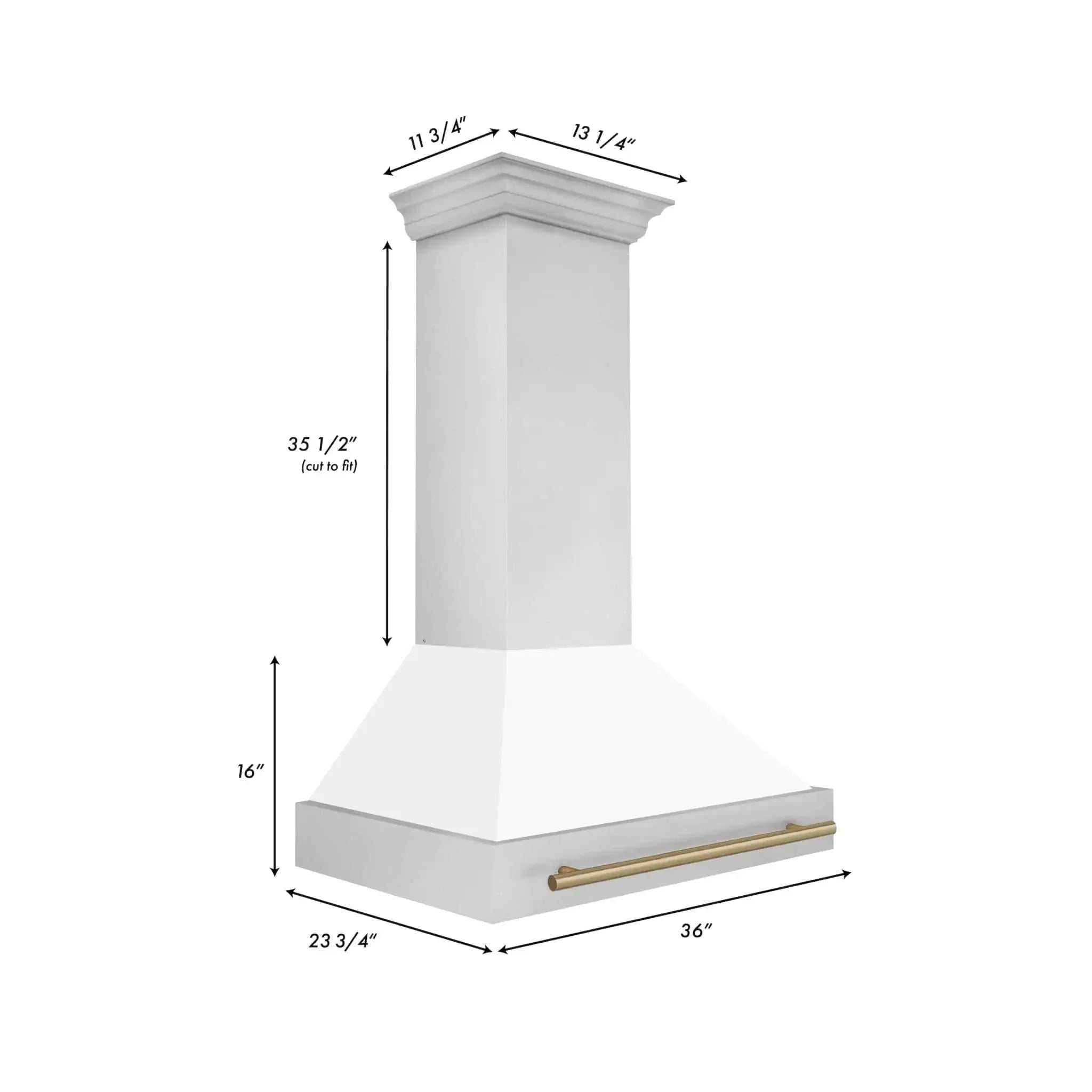 ZLINE 36"Stainless Steel Range Hood, White Matte Shell, 8654STZ-36-CB by Farmhouse Kitchen and Bath