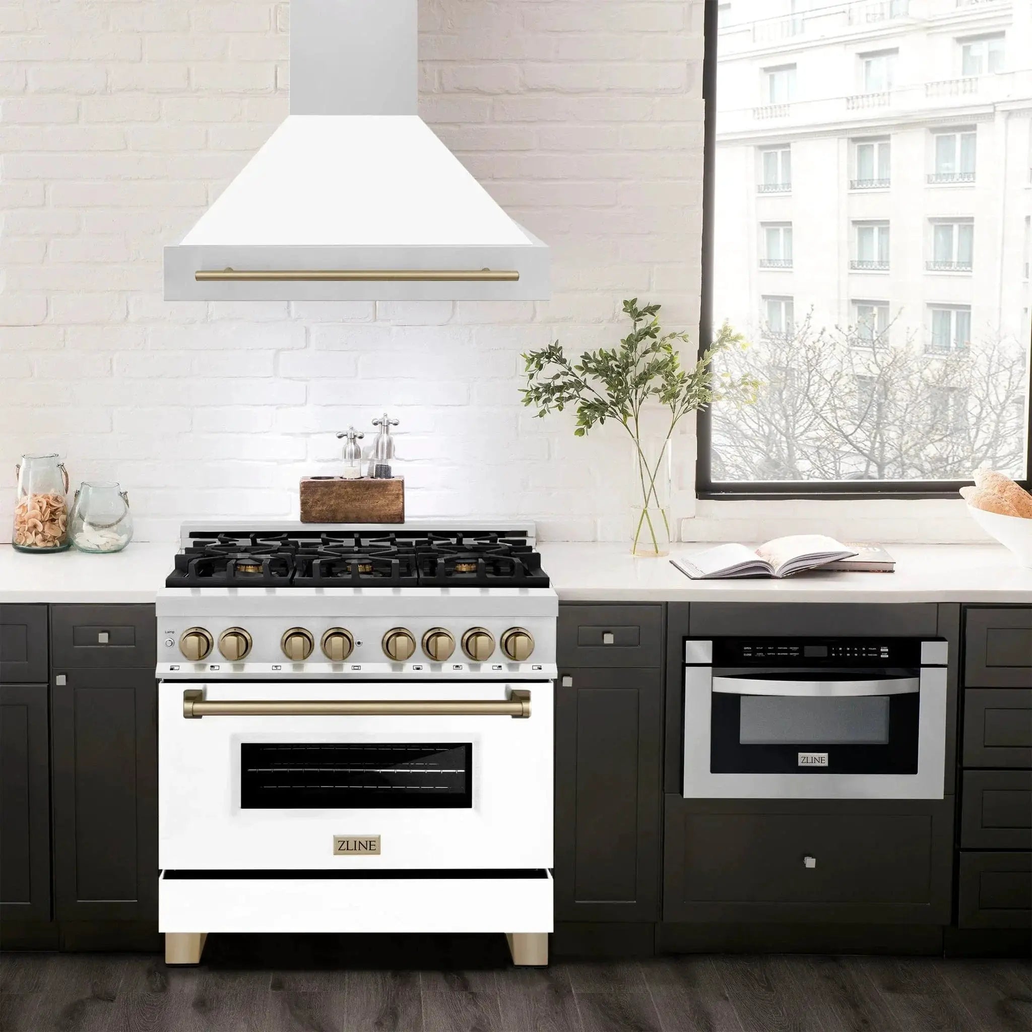 ZLINE 36"Stainless Steel Range Hood, White Matte Shell, 8654STZ-36-CB by Farmhouse Kitchen and Bath