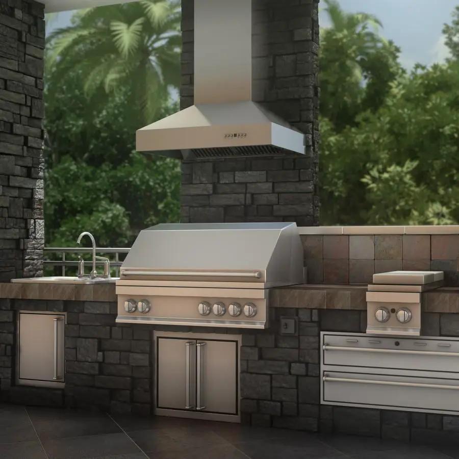 ZLINE 42" Outdoor/Indoor Stainless Steel Wall Range Hood, 667-304-42 by Farmhouse Kitchen and Bath