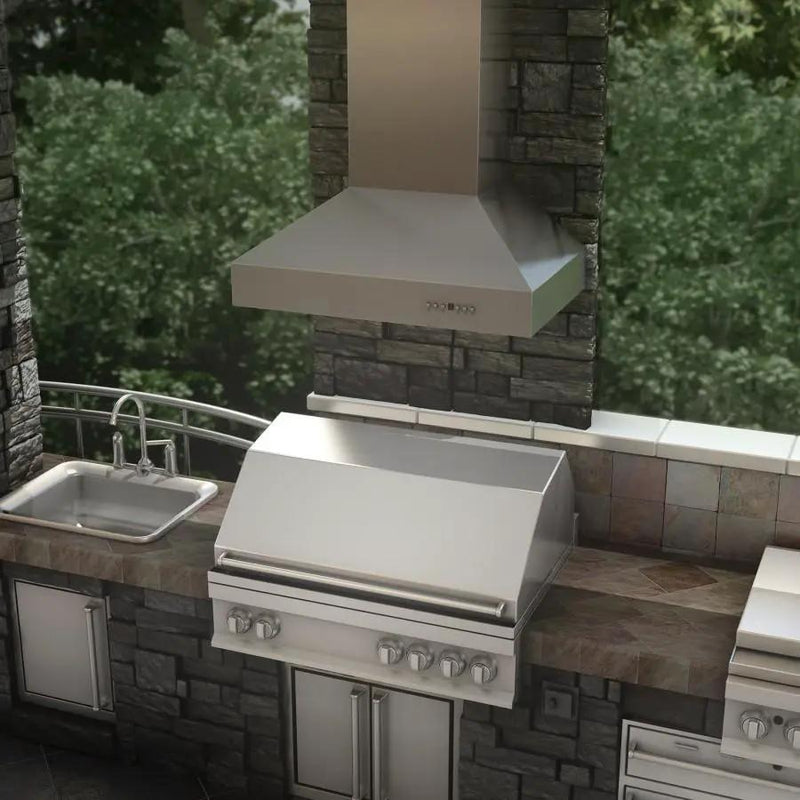 ZLINE 42" Outdoor/Indoor Stainless Steel Wall Range Hood, 667-304-42 by Farmhouse Kitchen and Bath