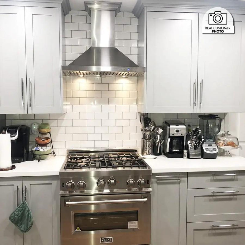 ZLINE 42" Stainless Steel Wall Range Hood, Crown Molding, KBCRN-42 by Farmhouse Kitchen and Bath