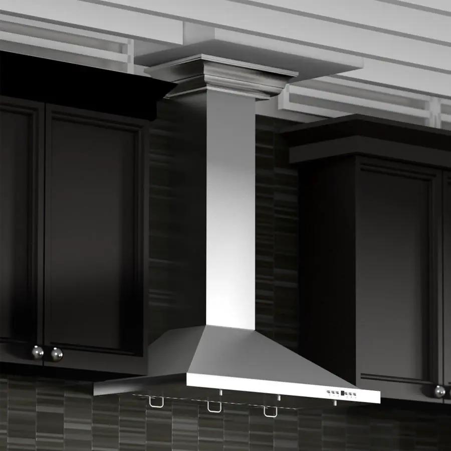 ZLINE 42" Stainless Steel Wall Range Hood, Crown Molding, KBCRN-42 by Farmhouse Kitchen and Bath