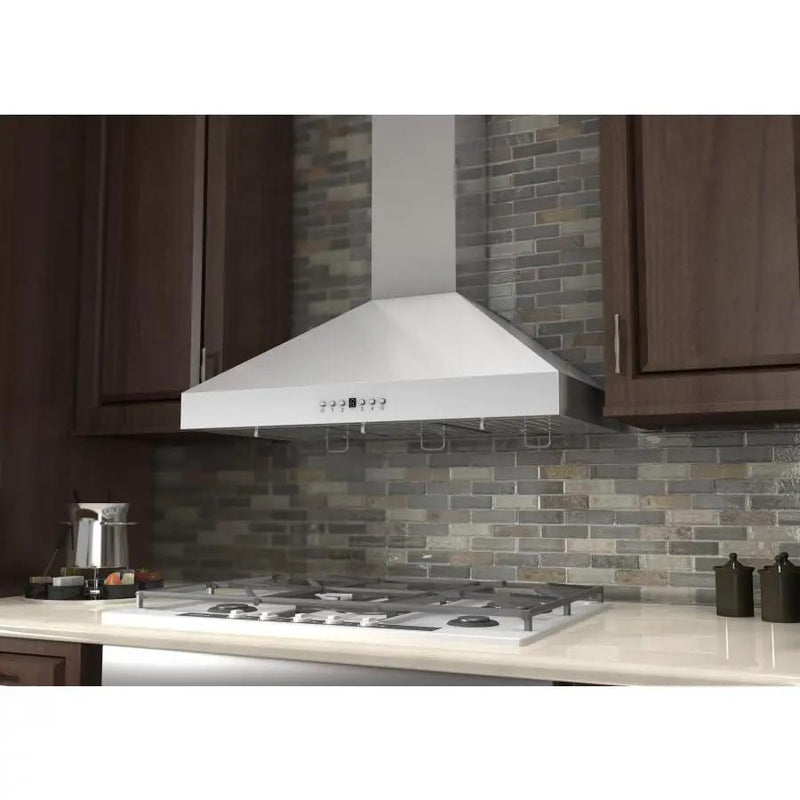 ZLINE 42" Stainless Steel Wall Range Hood, Crown Molding, KL3CRN-42 by Farmhouse Kitchen and Bath