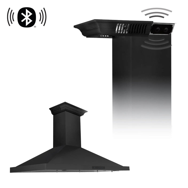 ZLINE 42" Wall Black Stainless Range Hood, Crown Speakers, BSKBNCRN-BT-42 by Farmhouse Kitchen and Bath