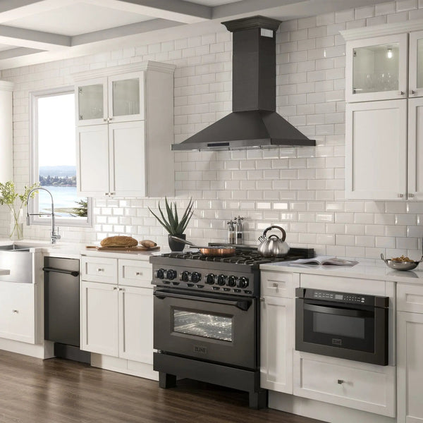 ZLINE 42" Wall Range Hood, Black Stainless, Crown Molding, BSKBNCRN-42, photo 2 of 7