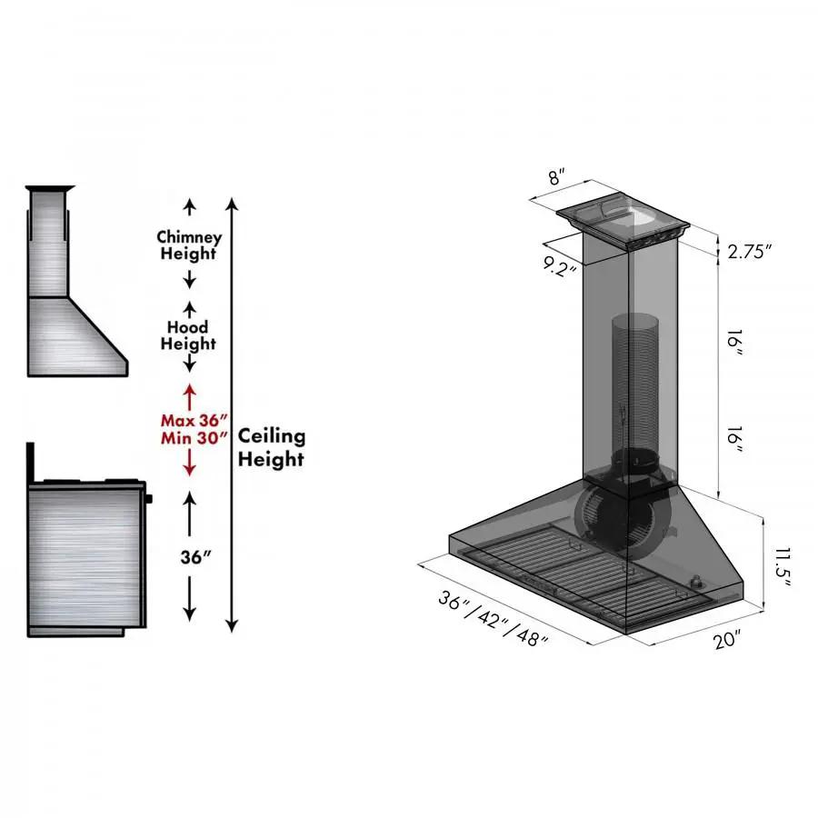 ZLINE 42" Wall Range Hood, Built-in CrownSound® Bluetooth Speakers, KL3CRN-BT-42 by Farmhouse Kitchen and Bath