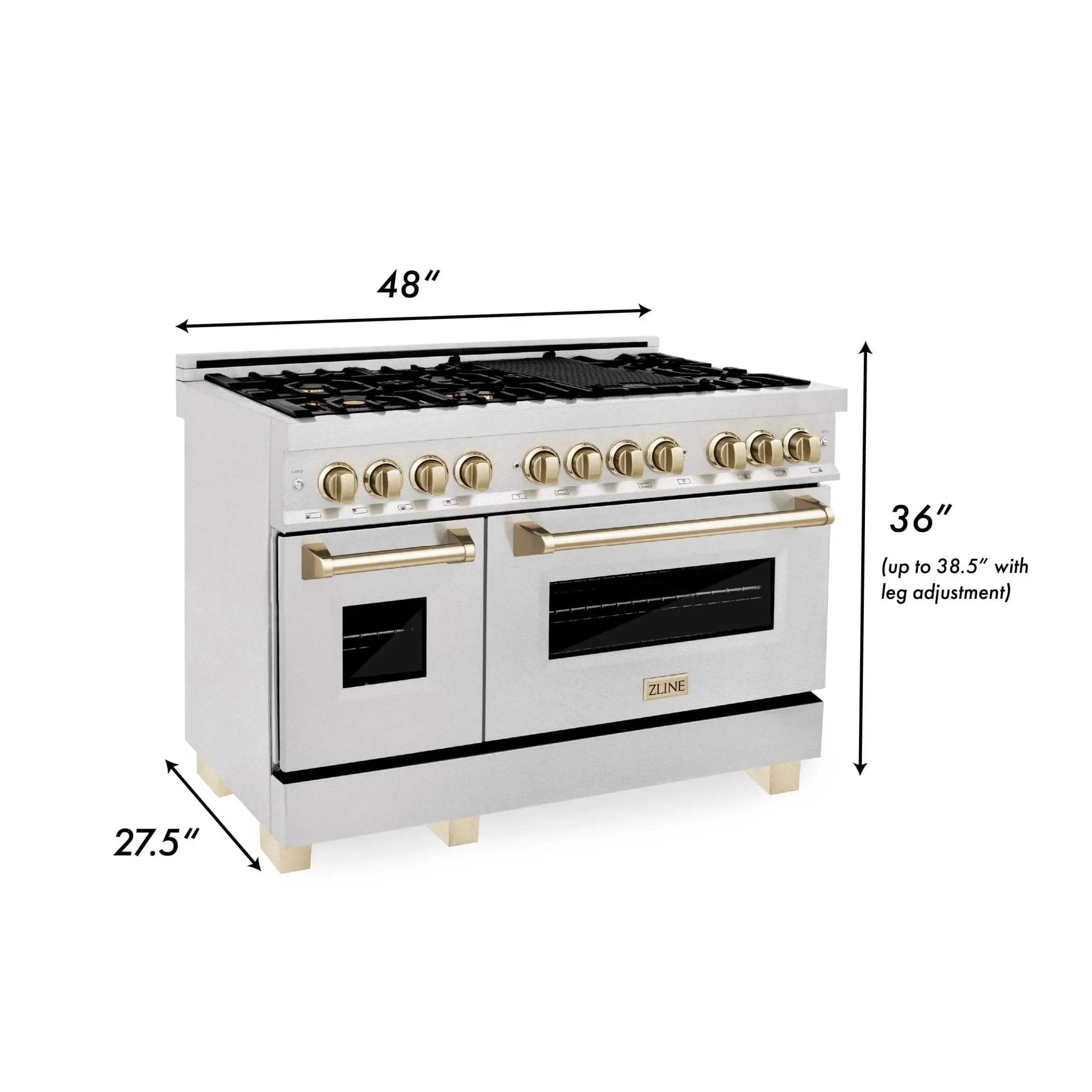 ZLINE 48" Autograph Dual Fuel Range, DuraSnow, Bronze, RASZ-SN-48-CB by Farmhouse Kitchen and Bath