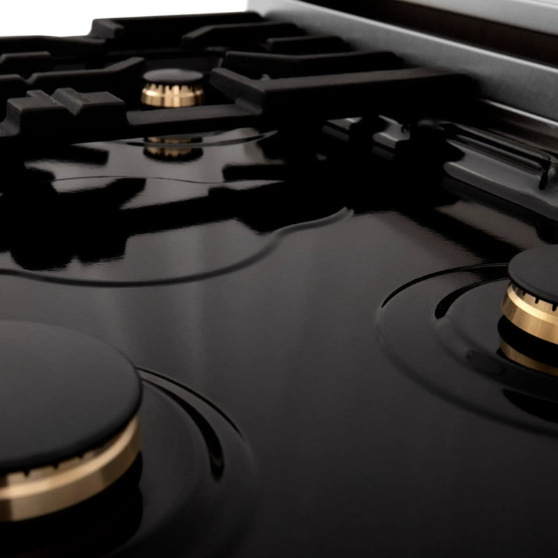 ZLINE 48" Autograph Dual Fuel Range, DuraSnow, Bronze, RASZ-SN-48-CB by Farmhouse Kitchen and Bath