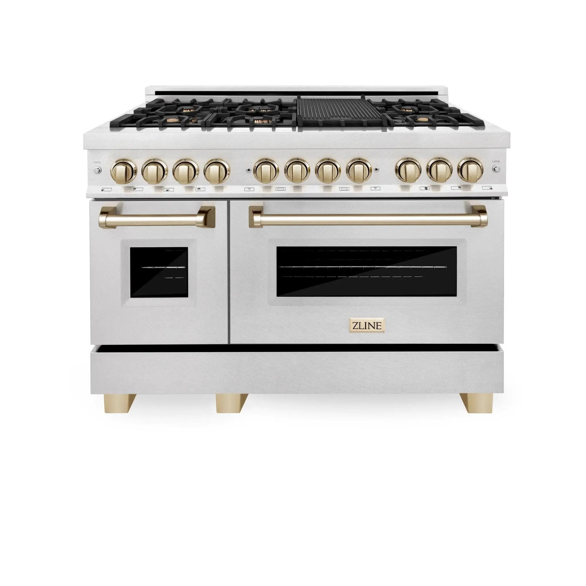 ZLINE 48" Autograph Dual Fuel Range, DuraSnow, Bronze, RASZ-SN-48-CB by Farmhouse Kitchen and Bath