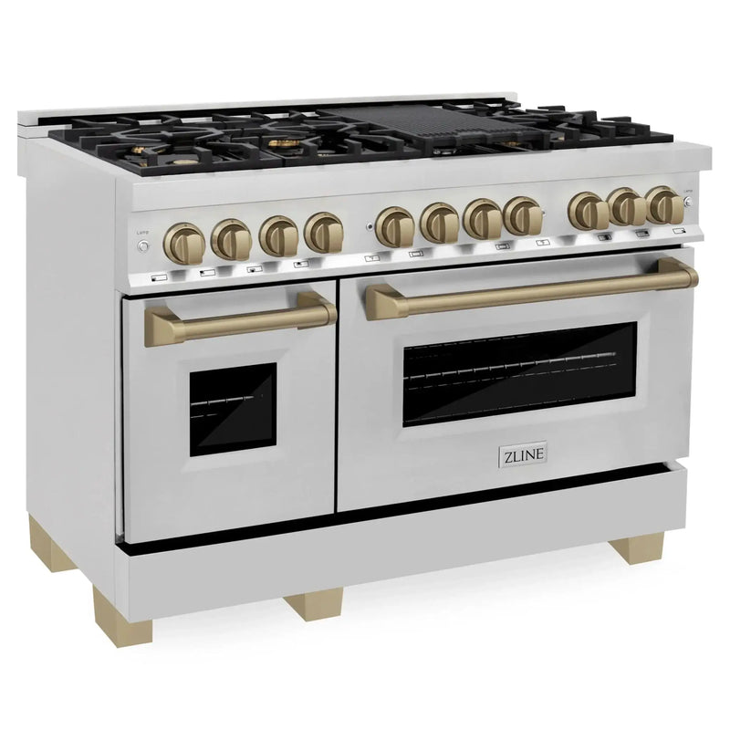 ZLINE 48" Autograph Dual Fuel Range, Stainless Steel, RAZ-48-CB by Farmhouse Kitchen and Bath
