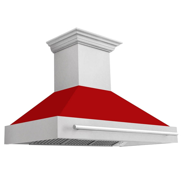 ZLINE 48" Autograph DuraSnow Red Stainless Wall Range Hood 8654SNX-RM-48