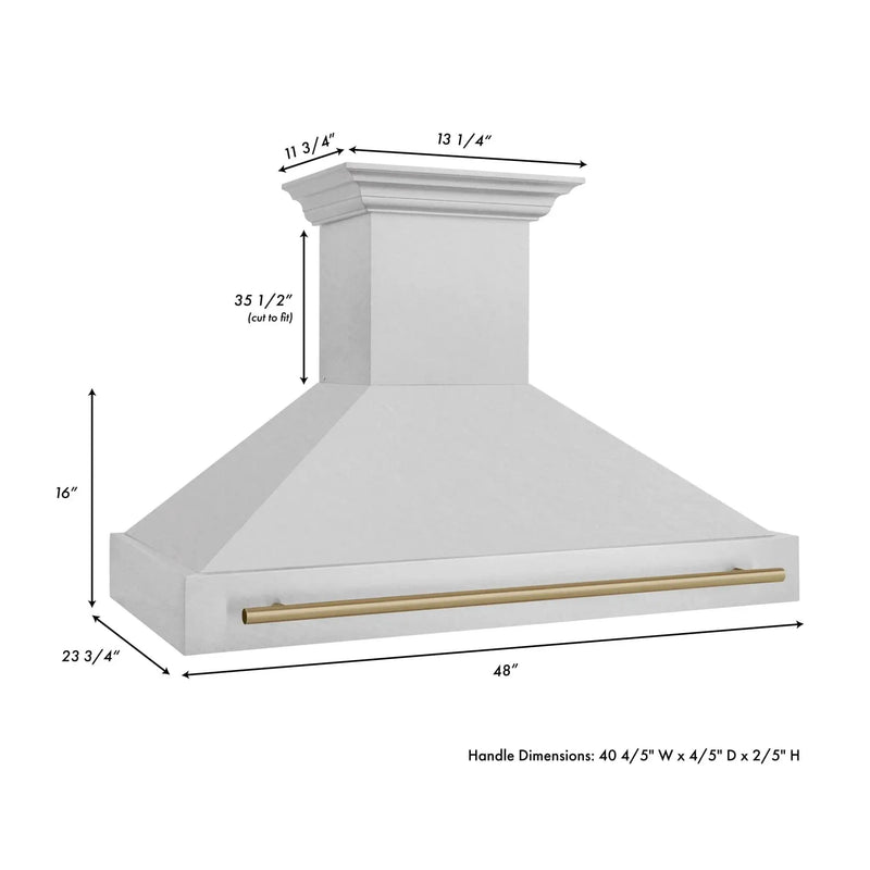 ZLINE 48" Autograph DuraSnow Stainless Steel Hood 8654SNZ-48-G by Farmhouse Kitchen and Bath