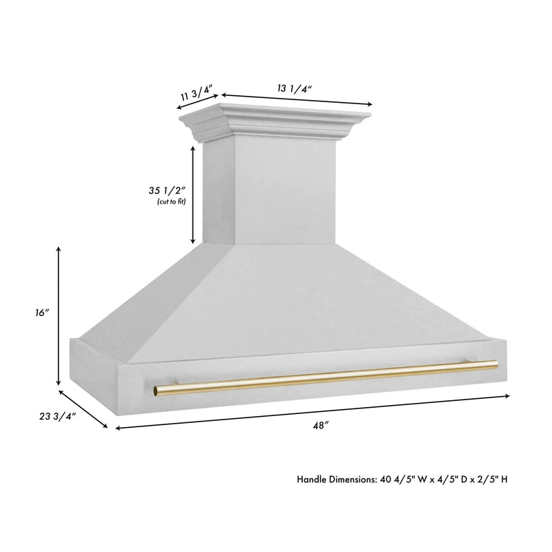 ZLINE 48" Autograph DuraSnow Stainless Steel Hood 8654SNZ-48-G by Farmhouse Kitchen and Bath