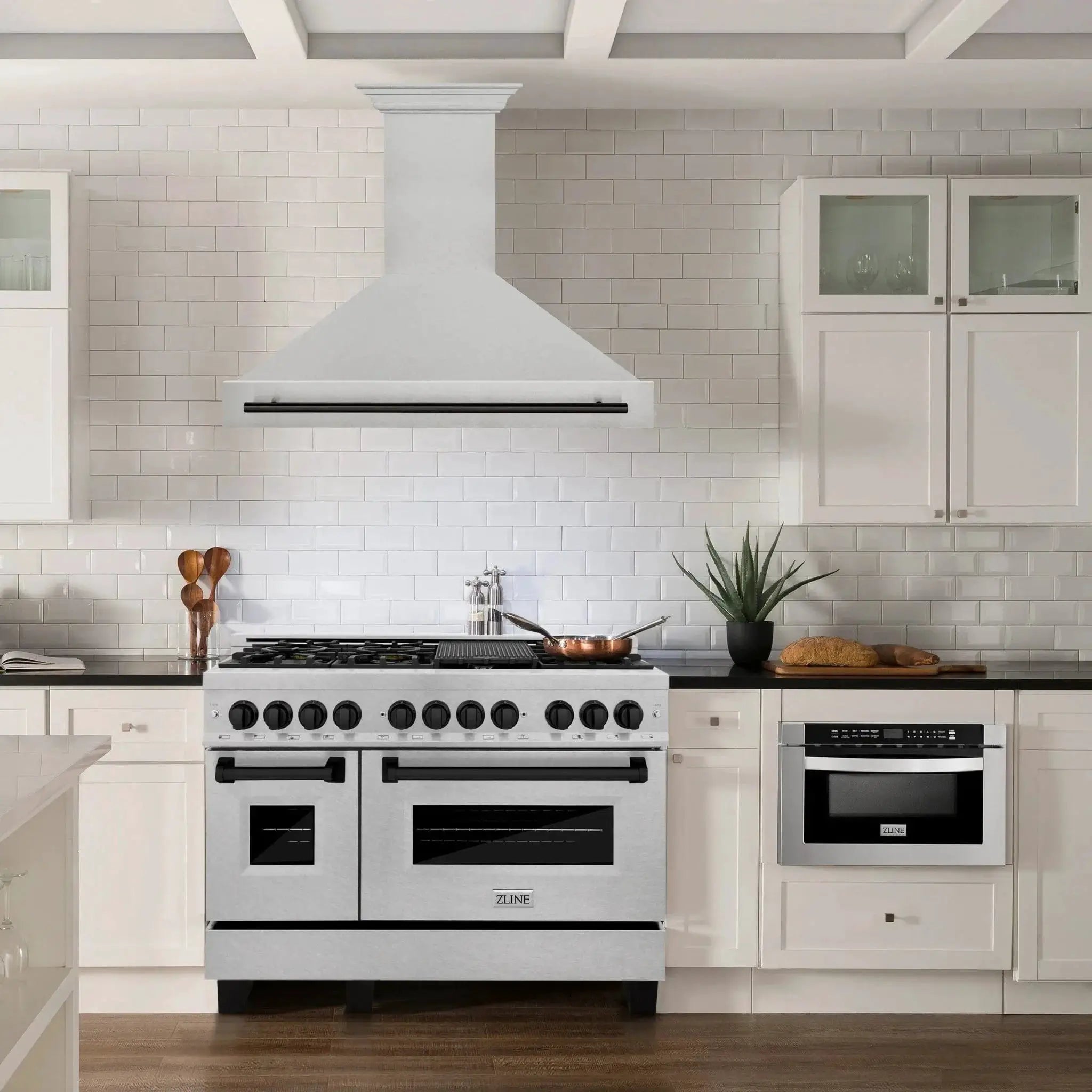 ZLINE 48" Autograph DuraSnow Stainless Steel Hood 8654SNZ-48-MB by Farmhouse Kitchen and Bath