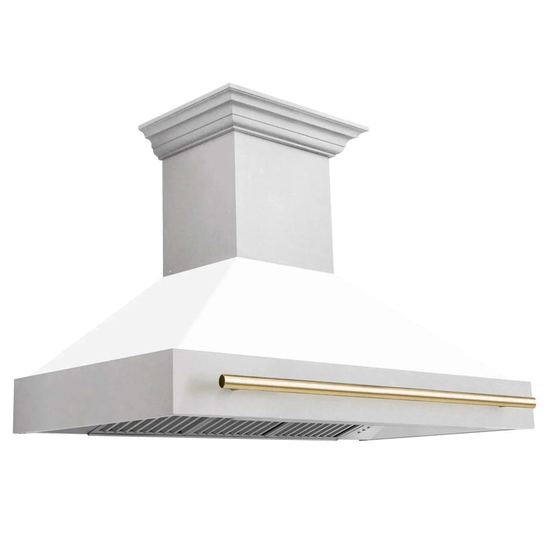 ZLINE 48" Autograph DuraSnow White Range Hood 8654SNZ-WM48-G by Farmhouse Kitchen and Bath