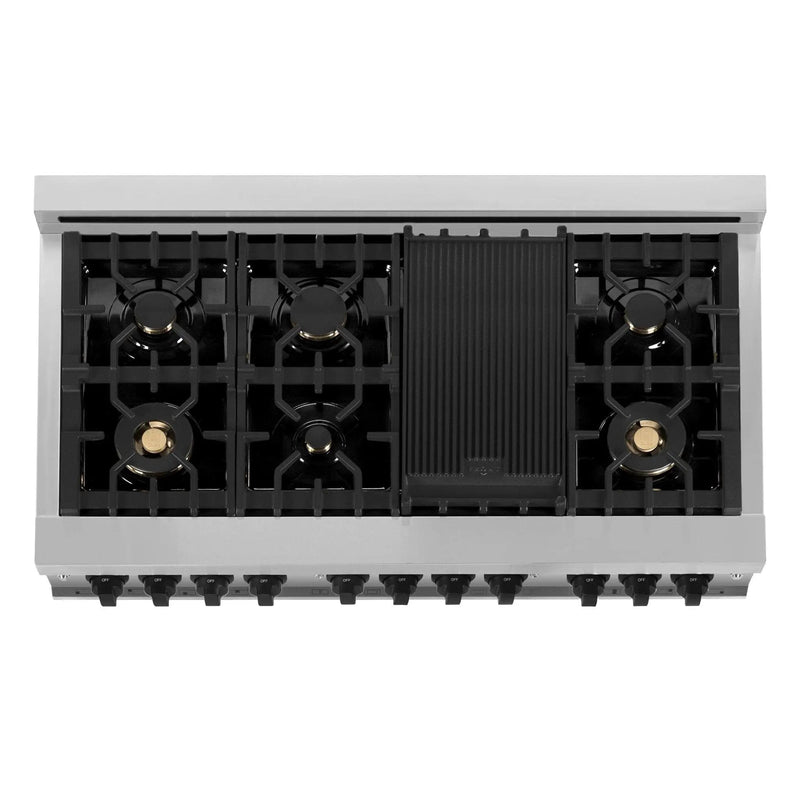 ZLINE 48" Autograph Edition, Dual Fuel Range, RAZ-48-MB by Farmhouse Kitchen and Bath