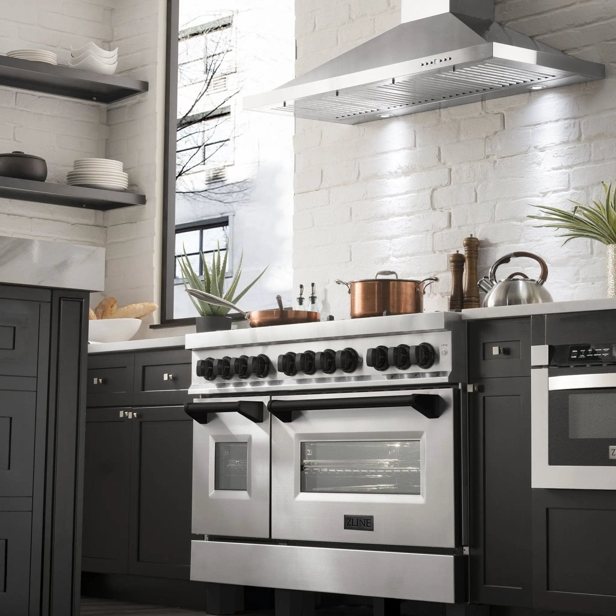ZLINE 48" Autograph Edition, Dual Fuel Range, RAZ-48-MB by Farmhouse Kitchen and Bath