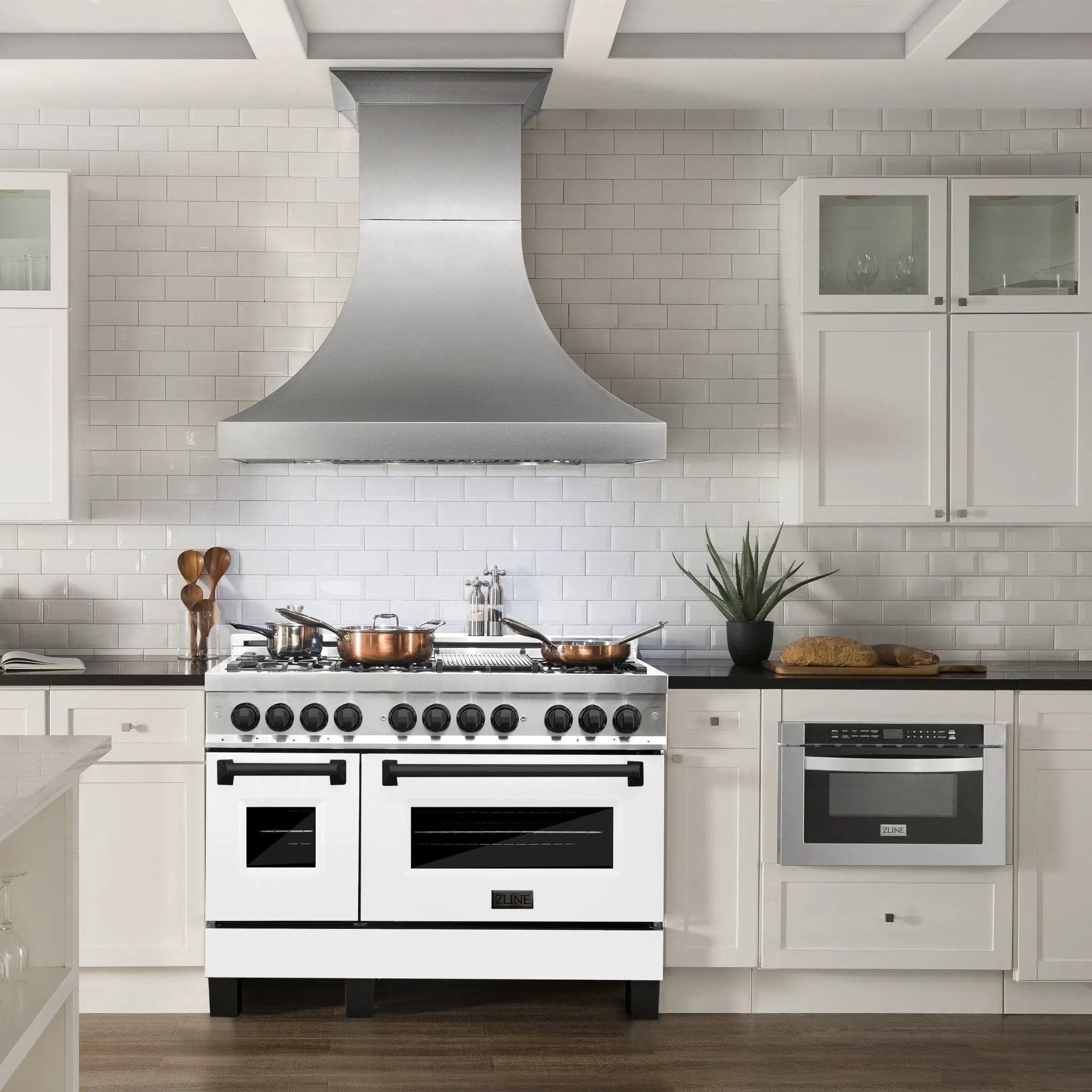 ZLINE 48" Autograph Edition, Dual Fuel Range, White Door, RAZ-WM-48-MB by Farmhouse Kitchen and Bath