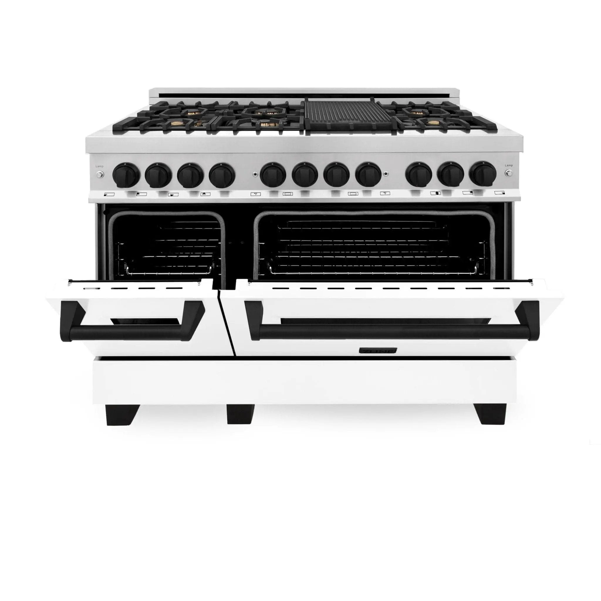 ZLINE 48" Autograph Edition, Dual Fuel Range, White Door, RAZ-WM-48-MB by Farmhouse Kitchen and Bath