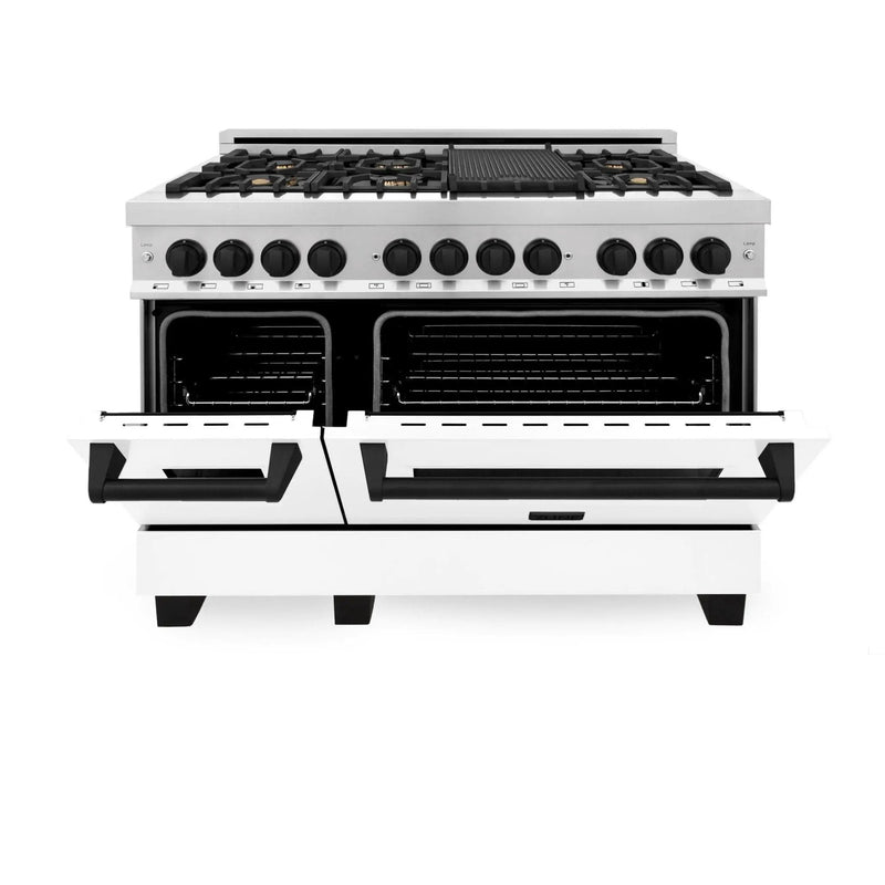 ZLINE 48" Autograph Edition, Dual Fuel Range, White Door, RAZ-WM-48-MB by Farmhouse Kitchen and Bath