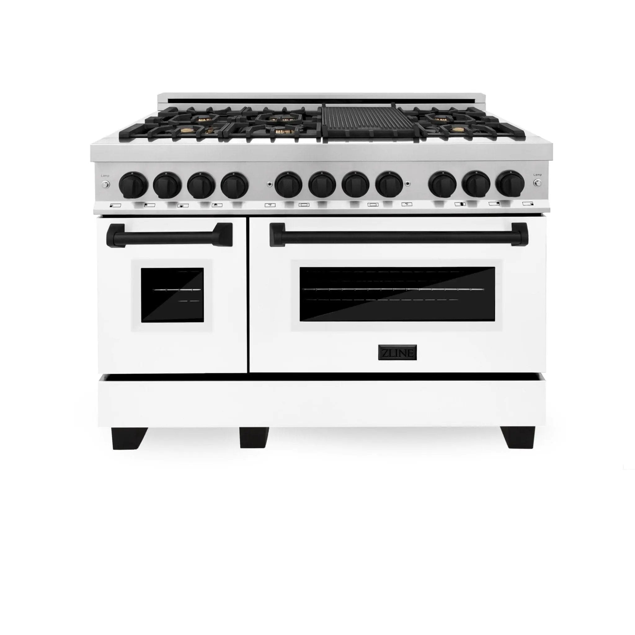 ZLINE 48" Autograph Edition, Dual Fuel Range, White Door, RAZ-WM-48-MB by Farmhouse Kitchen and Bath