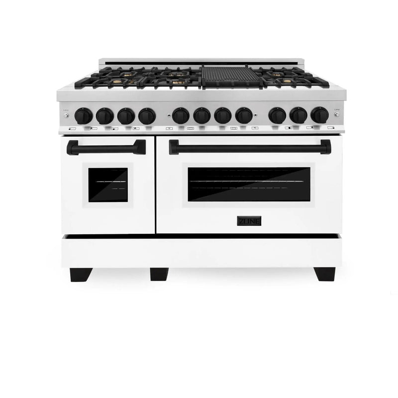 ZLINE 48" Autograph Edition, Dual Fuel Range, White Door, RAZ-WM-48-MB by Farmhouse Kitchen and Bath