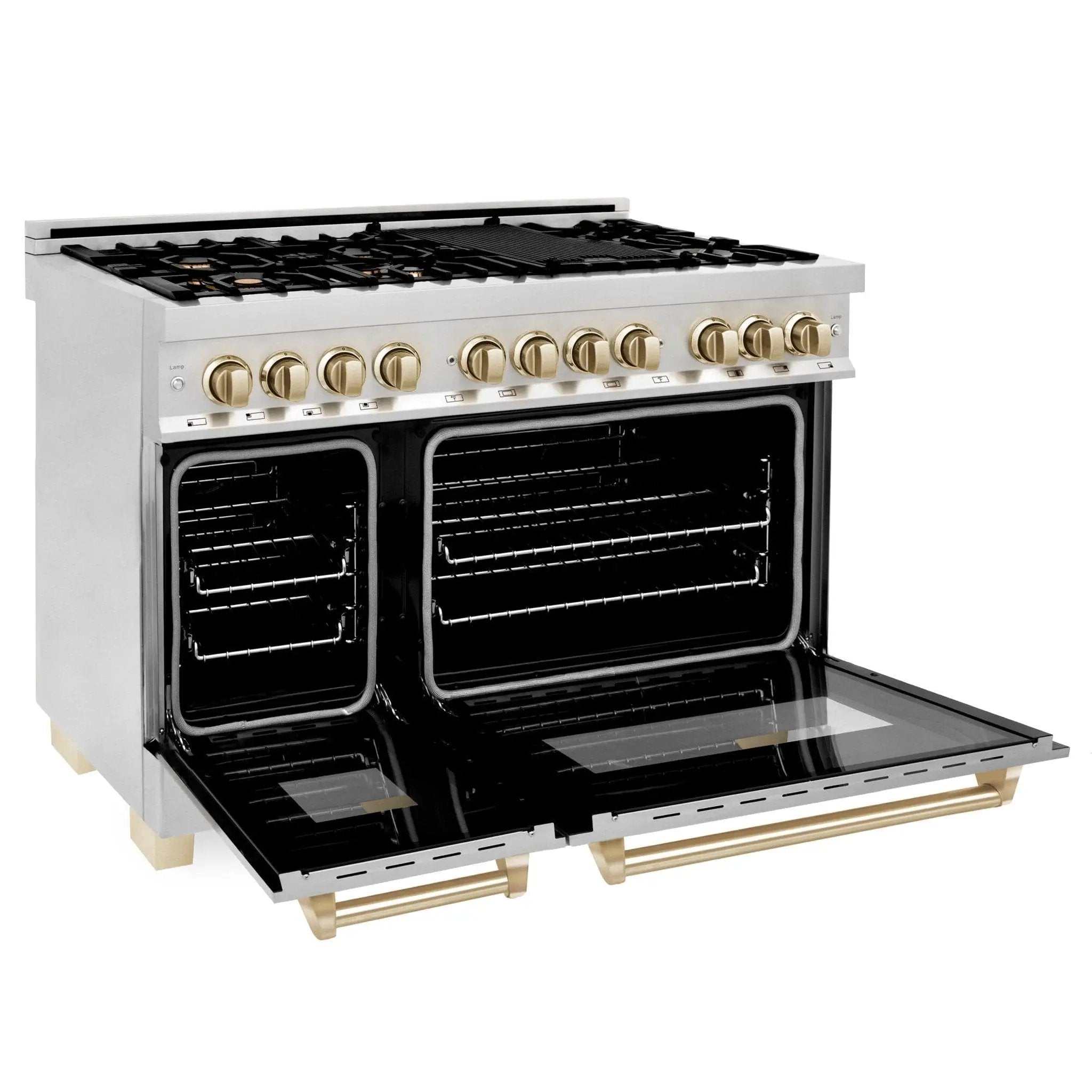 ZLINE 48" Autograph Edition, Dual Fuel Stainless Steel Range, RAZ-48-G by Farmhouse Kitchen and Bath