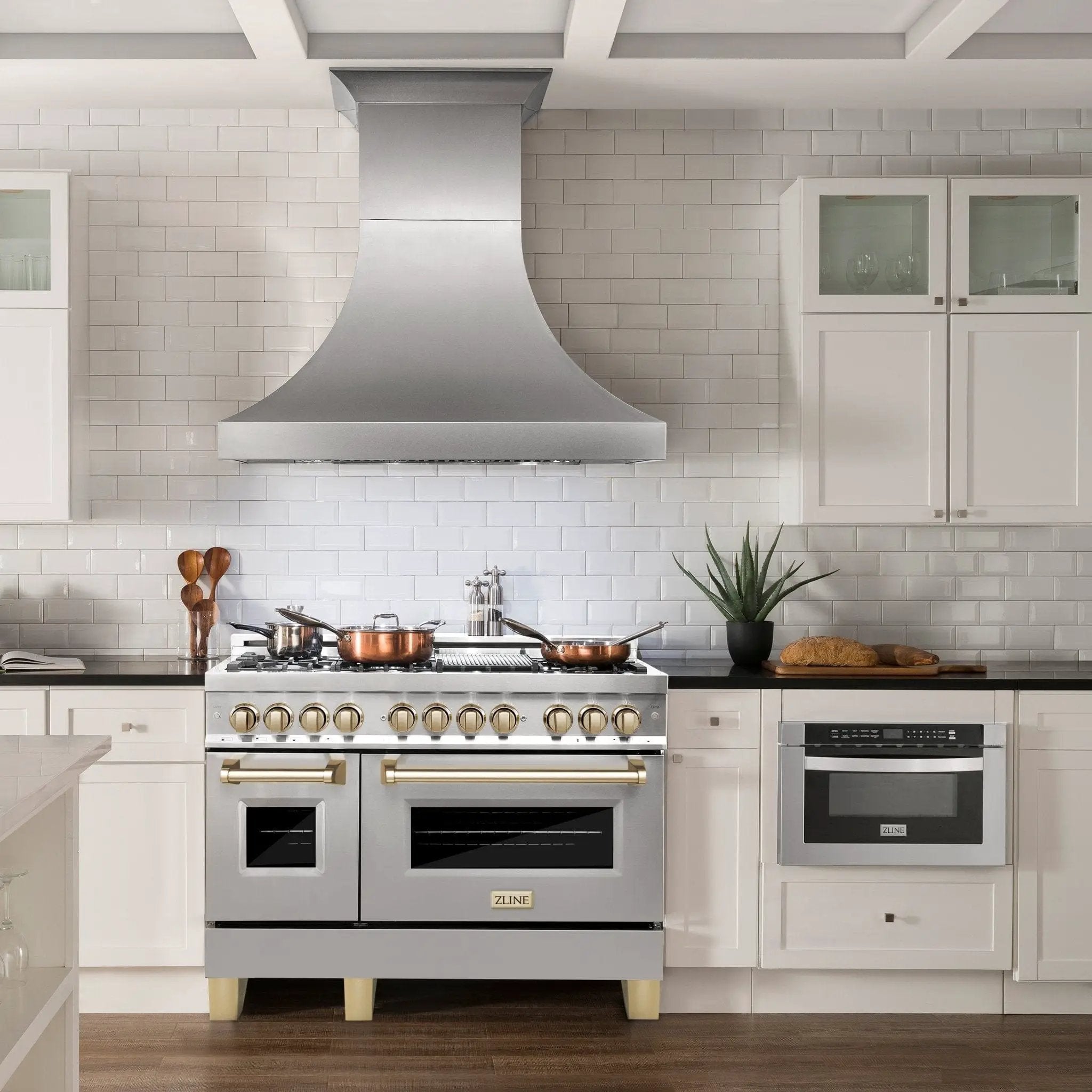 ZLINE 48" Autograph Edition, Dual Fuel Stainless Steel Range, RAZ-48-G by Farmhouse Kitchen and Bath
