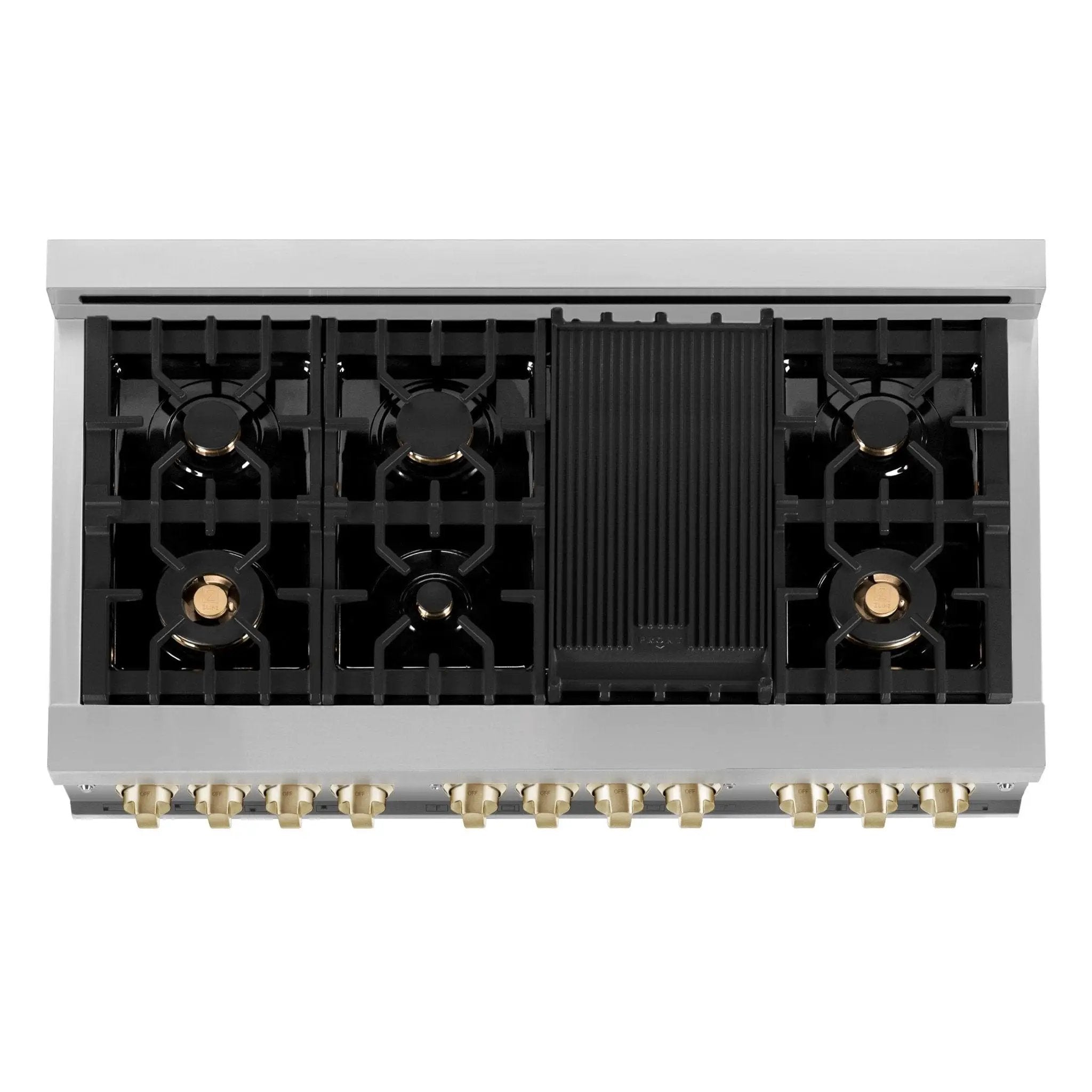 ZLINE 48" Autograph Edition, Dual Fuel Stainless Steel Range, RAZ-48-G by Farmhouse Kitchen and Bath