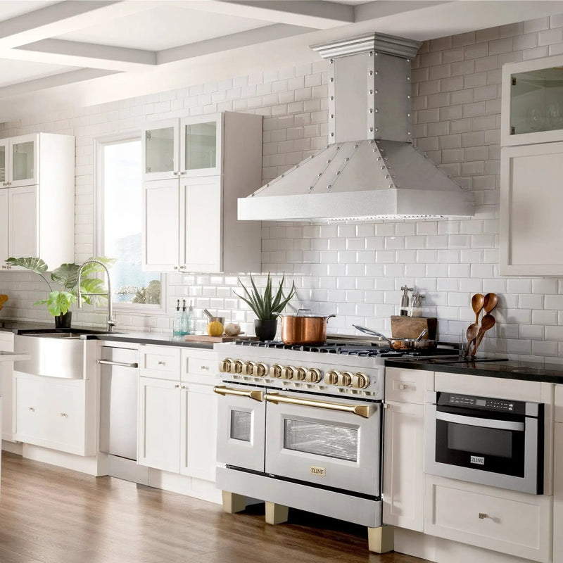 ZLINE 48" Autograph Edition, Dual Fuel Stainless Steel Range, RAZ-48-G by Farmhouse Kitchen and Bath