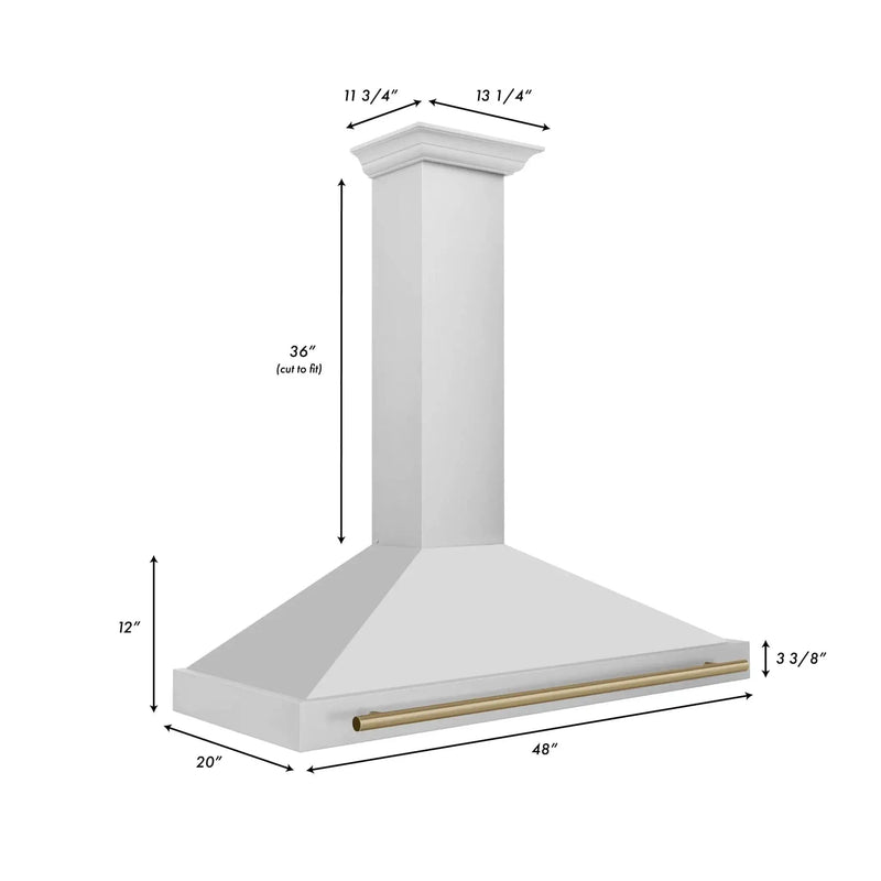 ZLINE 48" Autograph Edition Stainless Steel Range Hood with Stainless Steel Shell and Champagne Bronze Accents KB4STZ-48-CB by Farmhouse Kitchen and Bath
