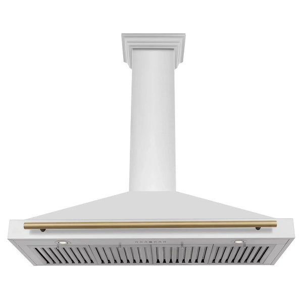 ZLINE 48" Autograph Edition Stainless Steel Range Hood with Stainless Steel Shell and Champagne Bronze Accents KB4STZ-48-CB