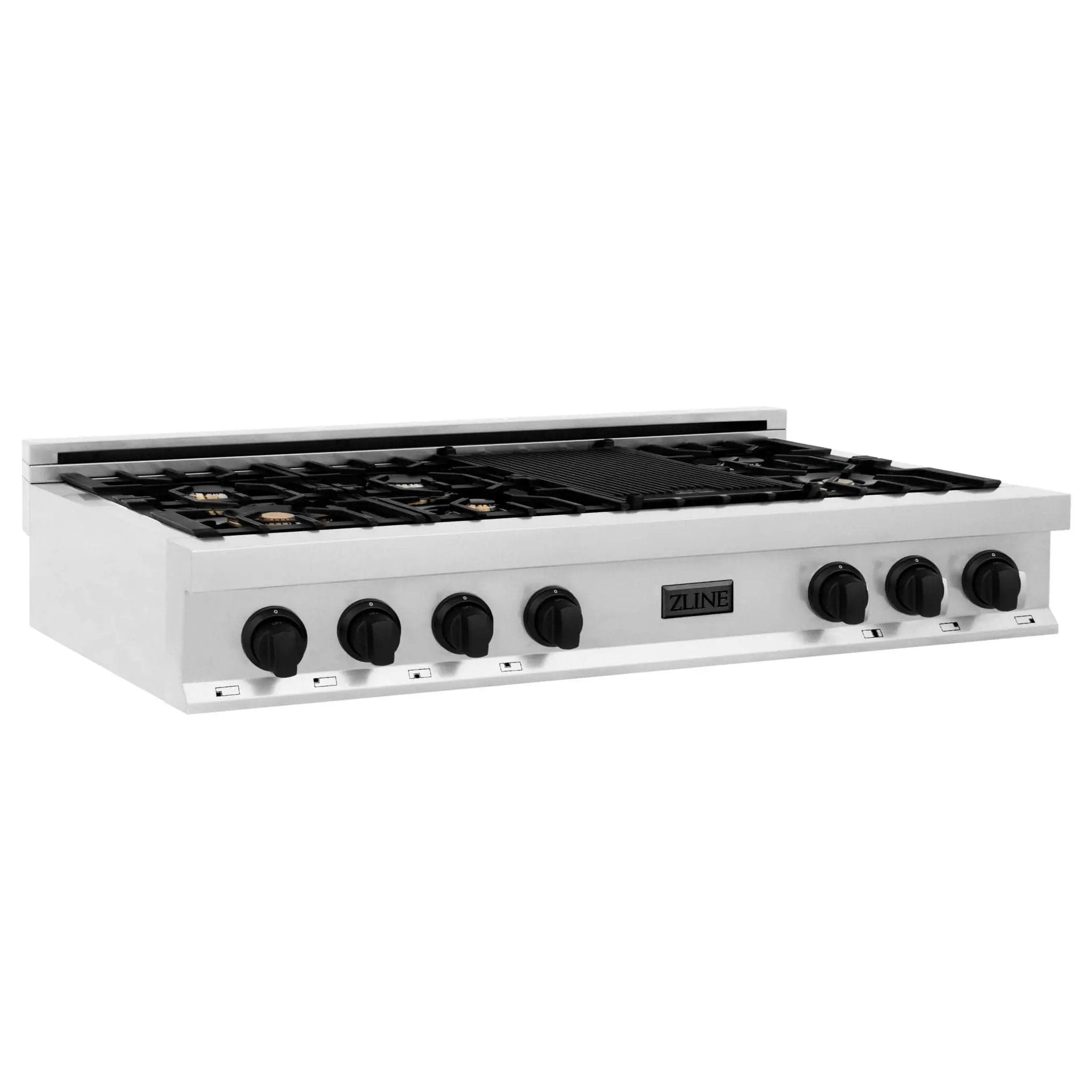 ZLINE 48" Autograph Porcelain Rangetop, Stainless, Gold, RTZ-48-MB by Farmhouse Kitchen and Bath