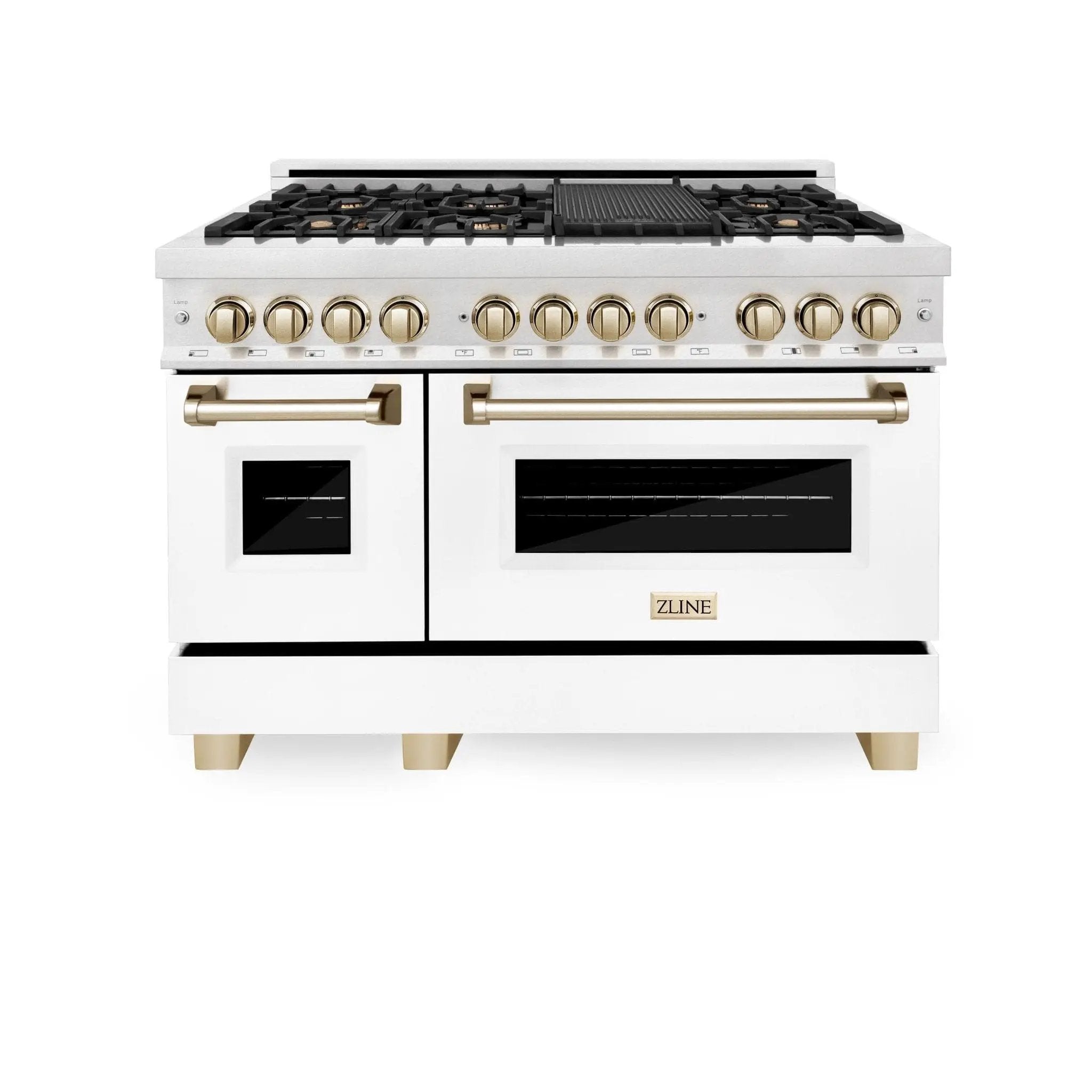 ZLINE 48" Autograph, Range Dual Fuel, DuraSnow, White Door, RASZ-WM-48-G by Farmhouse Kitchen and Bath
